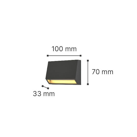 Inlight Стенни Външни Осветителни Тела LED 3W с Регулируемо Бяло Светлина 16x16x7см