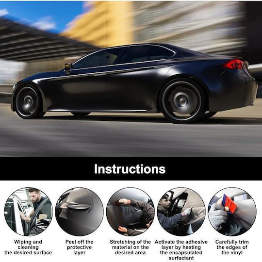 Full Car Wrap Film Thermoplastic Bubble Free Technology Black Matte Finish Size 3.0m x 1.52m