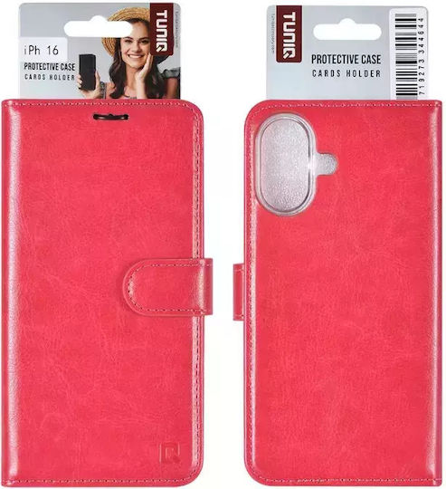 Tuniq iPhone 16 Wallet Case Stand Leatherette Hot Pink