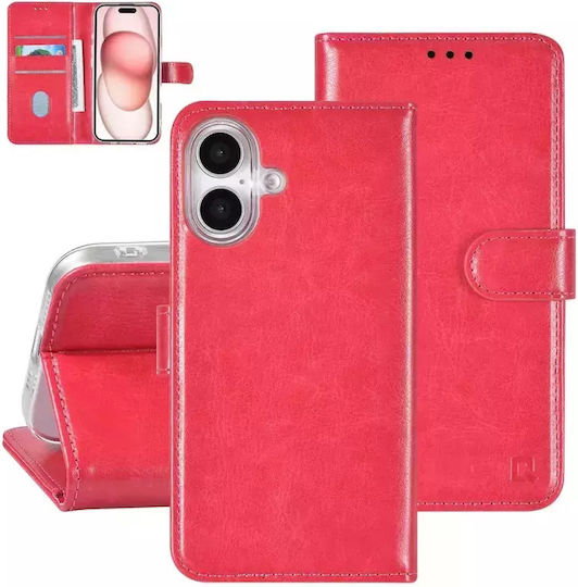 Tuniq iPhone 16 Wallet Case Stand Leatherette Hot Pink