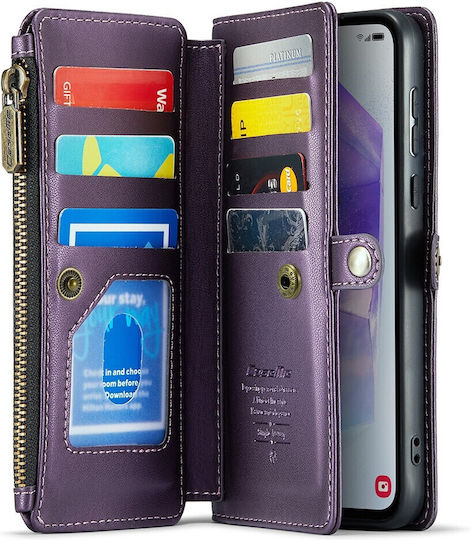 Θήκη Caseme Samsung Galaxy A55 5g Rfid Leather Wallet Λουράκι Ώμου Μωβ