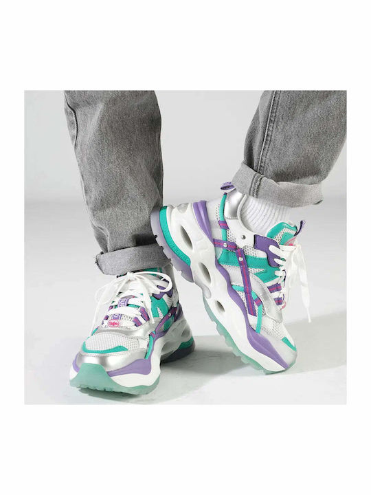 Chunky Sneakers Silver / Green / Purple
