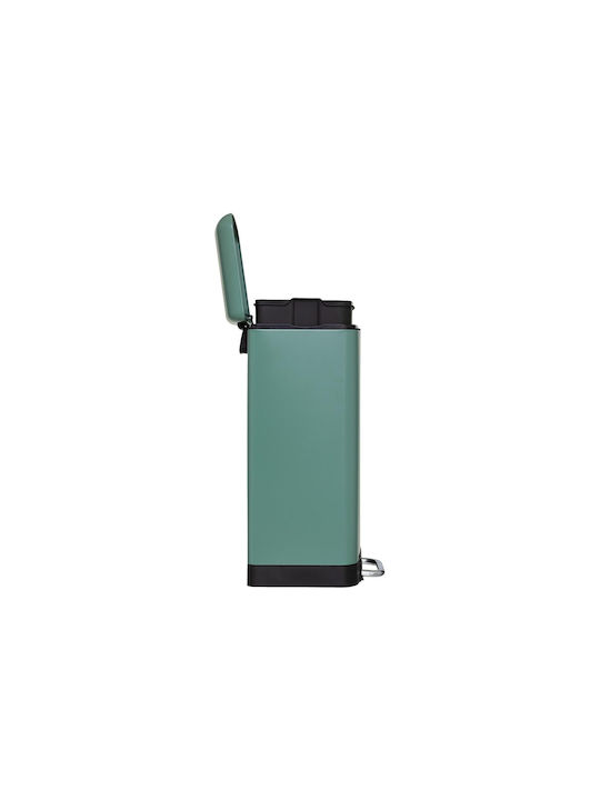 5Five Waste Bin Waste Metallic with Pedal Green 30lt 1pcs
