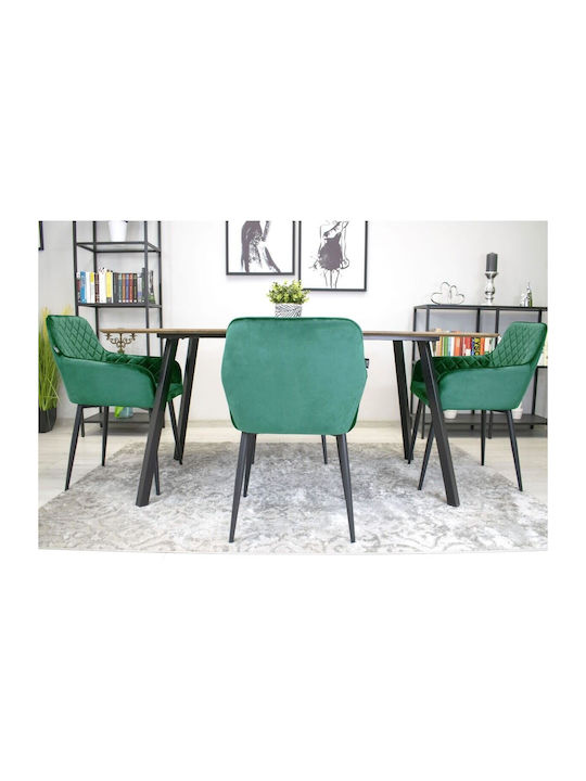 Kitchen Velvet Chair Green and Black 58x57x79cm