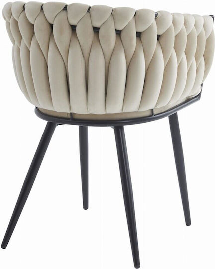 Scaune Bucătărie Catifelate Beige And Black 1buc 61x55x79buc
