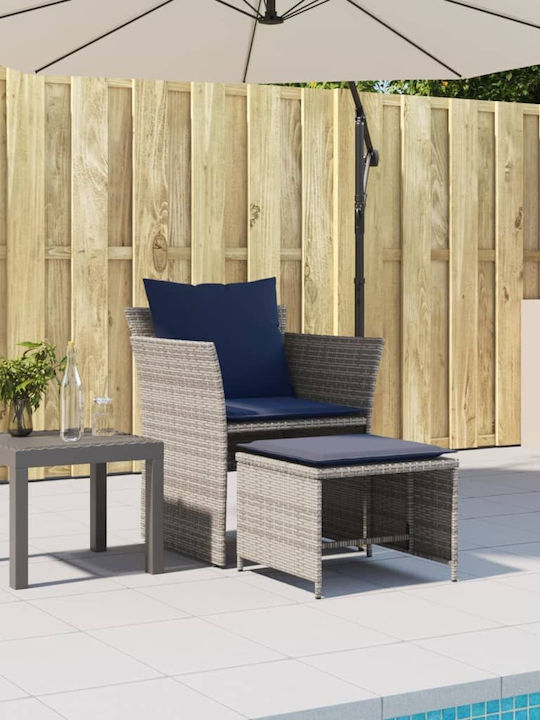 Fotoliu de exterior Rattan Gri cu pernă 50x50x36cm
