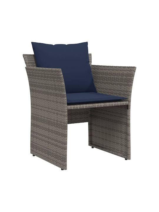 Fotoliu de exterior Rattan Gri cu pernă 50x50x36cm