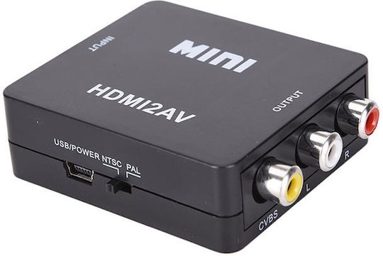 HDMI2AV Μετατροπέας HDMI female σε RCA female Black 1τμχ