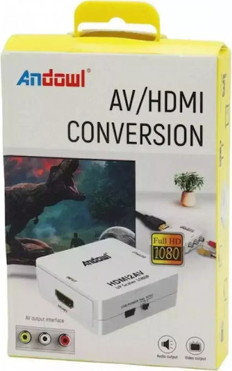 Andowl Qy-v03 HDMI Converter Female To RCA Female White