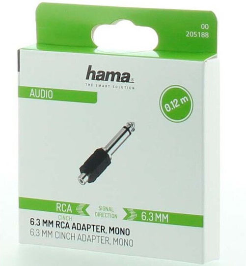HAMA Конвертор 6.3mm мъжки към RCA женски Черен 1бр 00205188