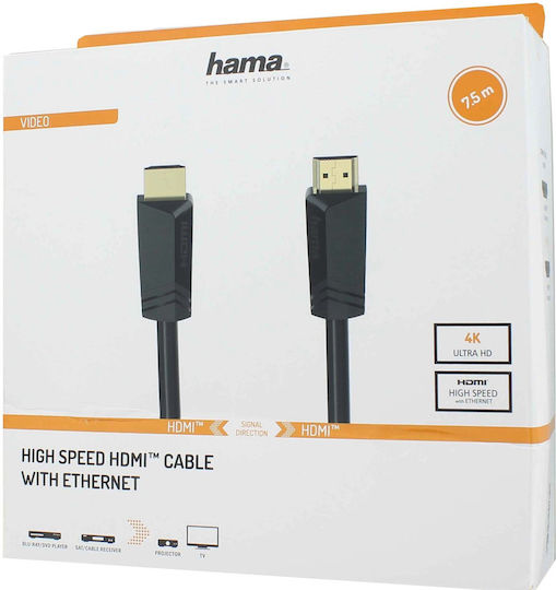HAMA Cable HDMI male - HDMI male 7.5m Μαύρο