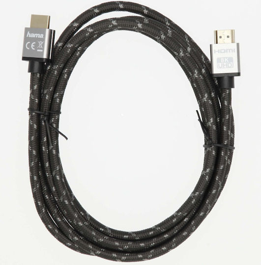HAMA Cablu Cabluri HDMI De Sex Masculin - HDMI De Sex Masculin 2m Negru Braided High Speed HDMI 2.1 Ultra High Speed 48Gbps 4K 120Hz HDR VRR