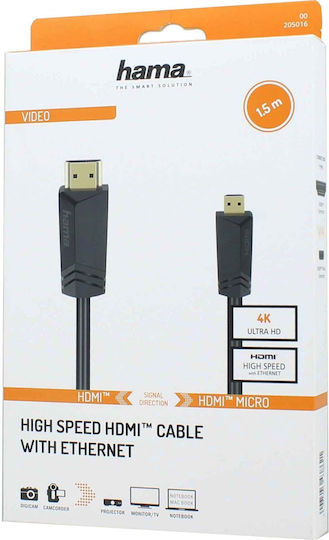 HAMA Cablu HDMI 1.4 High Speed 1080p 120Hz HDMI De Sex Masculin - Micro USB Masculin 1.5m Negru