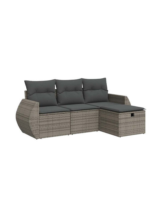 Corner Outdoor Sofa Rattan with Chest and Cushions 55x55x69cm