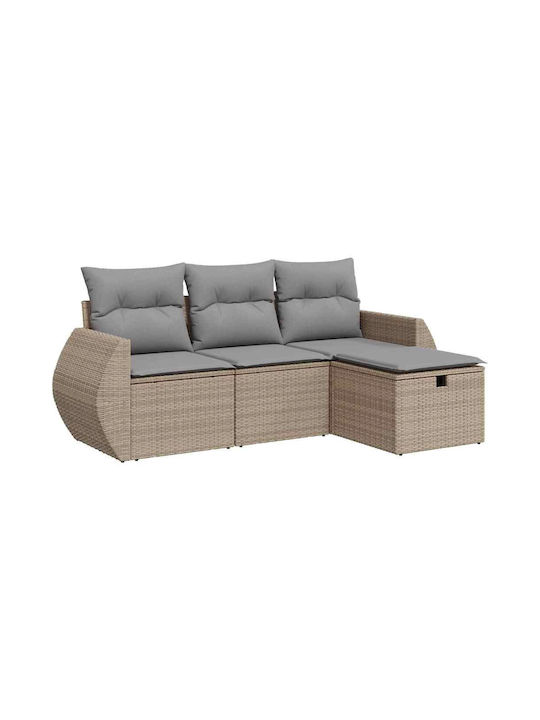 Corner Outdoor Sofa Rattan with Chest and Cushions 55x55x69cm