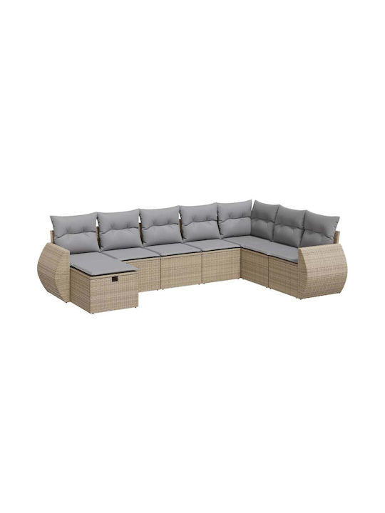 Corner Sofa Outdoor Rattan with Chest and Pillows 55x55x34cm