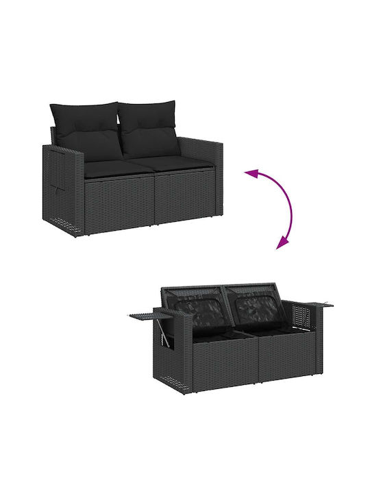 Corner Sofa Outdoor Rattan with Chest and Pillows 55x55x34cm