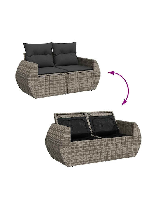 Corner Outdoor Sofa Rattan with Chest and Cushions 55x55x69cm