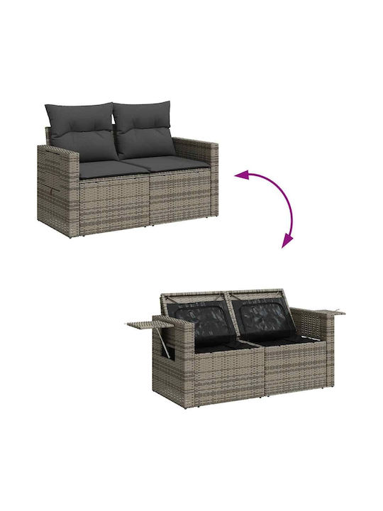 Corner Sofa Outdoor Rattan with Chest and Pillows 55x55x34cm
