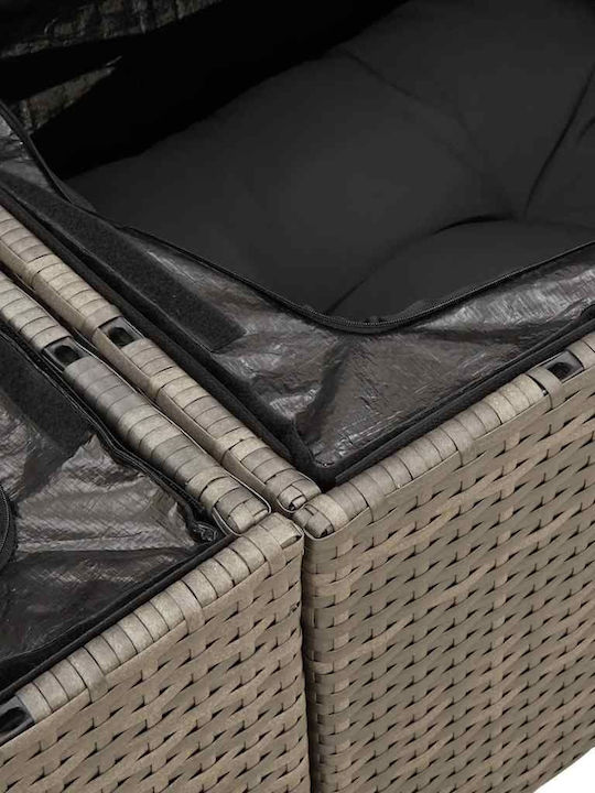 Corner Sofa Outdoor Rattan with Chest and Pillows 55x55x34cm