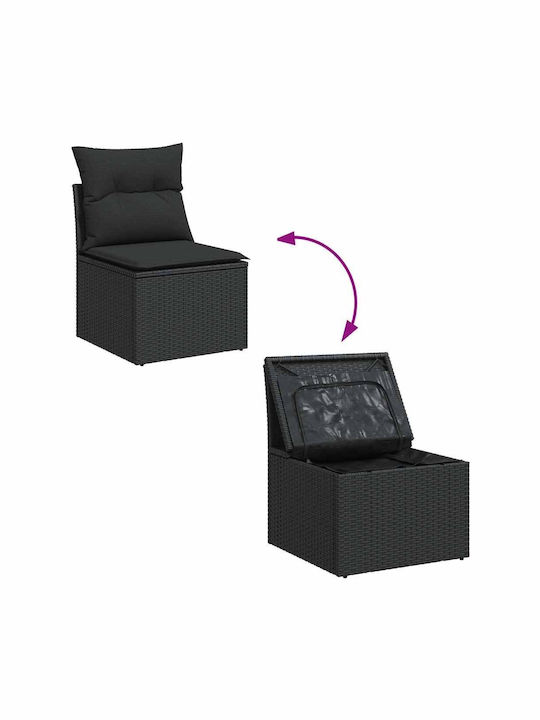 Corner Sofa Outdoor Rattan with Chest and Pillows 55x55x34cm