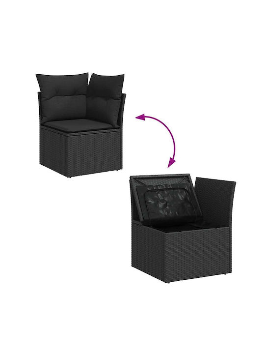 Corner Sofa Outdoor Rattan with Chest and Pillows 55x55x34cm