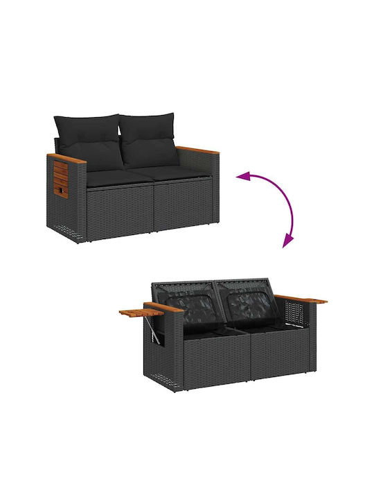 Corner Sofa Outdoor Rattan with Chest and Pillows 55x55x34cm