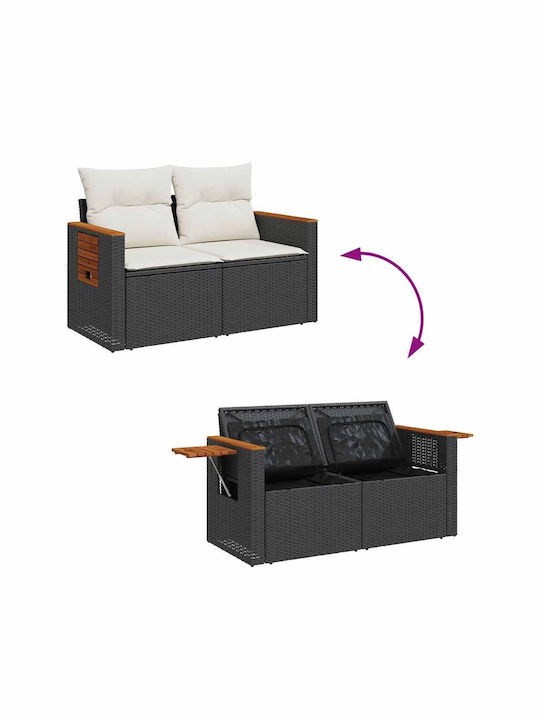 Corner Sofa Outdoor Rattan with Chest and Pillows 55x55x34cm