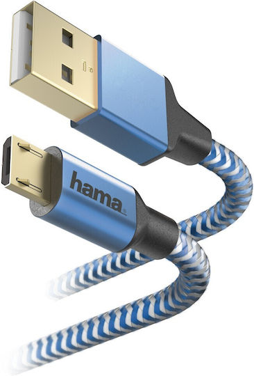 HAMA Braided USB 2.0 spre micro USB Cablu Albastru 1.5m (00178289) 1buc