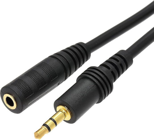 3.5mm Jack Cable Male - 3.5mm Female Black 5m with Gold Plated Terminals Female