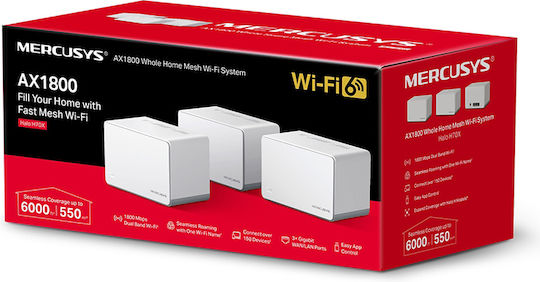 Mercusys Halo H70X v1.2 WiFi-Mesh-Netzwerk Zugriffspunkt Wi-Fi 6 Dualband (2,4 & 5 GHz) in Dreifach-KIt