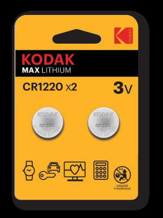 Kodak Max Lithium Batterien für Uhren CR1220 3V 2Stück
