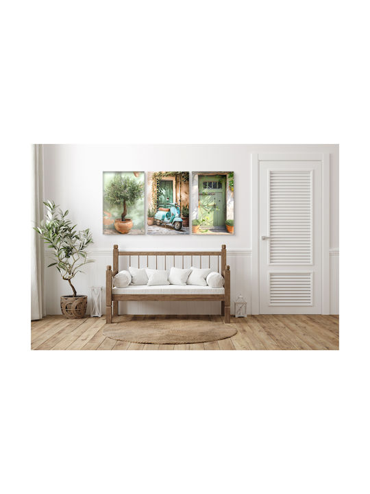 Decowalls Τρίπτυχος Πίνακας σε Καμβά 60x120cm