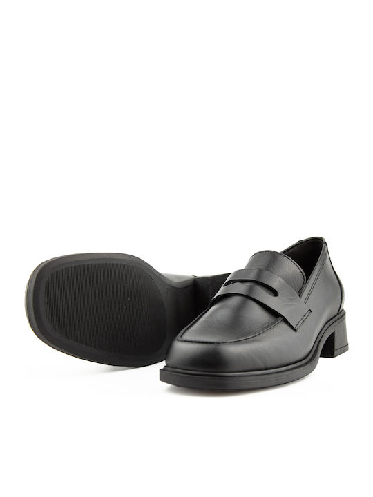 Leather Women's Moccasins in Black Color
