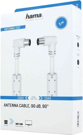HAMA Καλώδιο Κεραίας Coax male - Coax female Λευκό 5m (00205058)