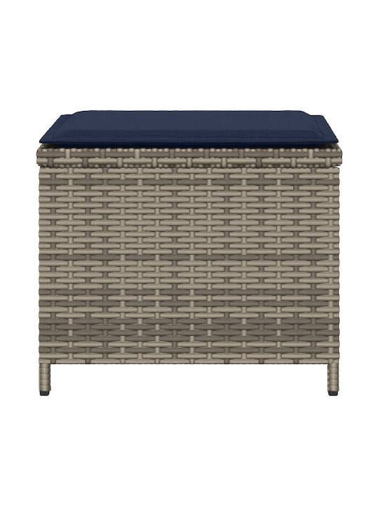 Hocker Für den Außenbereich Rattan mit Kissen Gray 4Stück 40x40x35cm