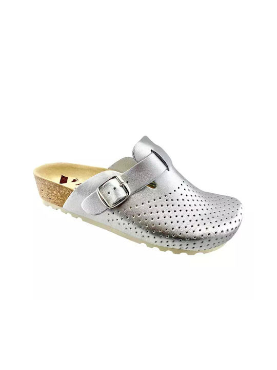 Vesna Women's Leather Anatomic Clogs Silver