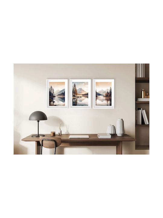 Postere Elegante de Perete Dormitor Peisaj Montan Lac 3x 30x40