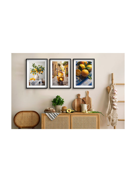 Moderne Wandposter Küche Zitronen Vespa Urlaubsansicht 3x30x40