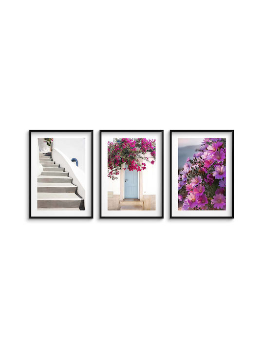 Elegante Poster Wohnzimmer Charmante Straßen von Santorini 3x30x40