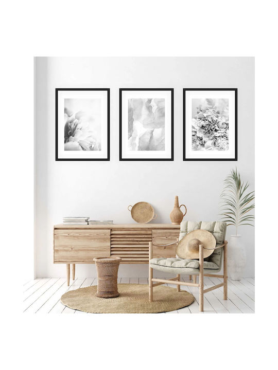 Postere Boho pentru Perete Dormitor Cameră de Zi Flori Delicate Marmură 3x 30x40