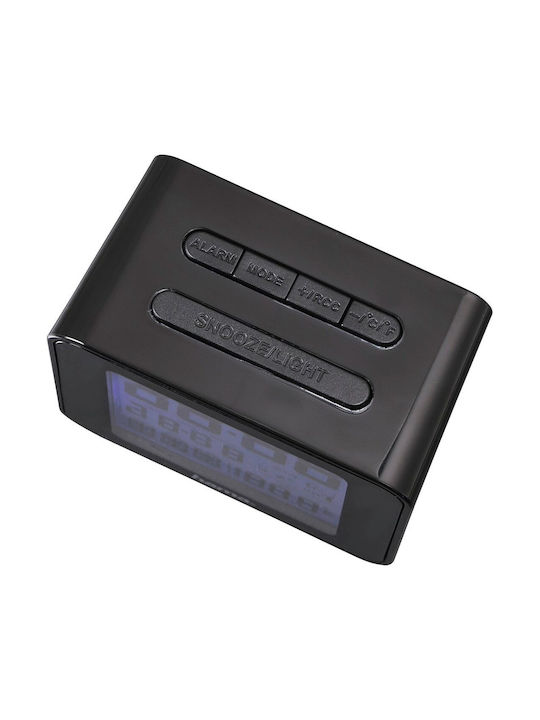 HAMA Ceas De Masă Digital Din Plastic Cu Ceas Deșteptător Și Radio Negru
