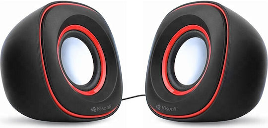 Kisonli S-444 22061 Ηχεία Υπολογιστή 2.0 με Ισχύ 3W Μαύρα