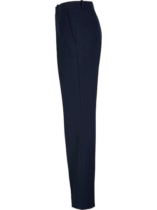 Women's Fabric Trousers with Elastic Navy Blue