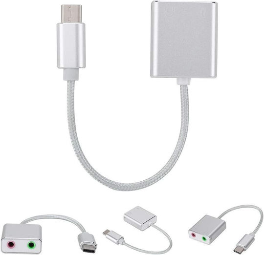 ATC Εξωτερική USB Κάρτα Ήχου 7.1 Τype-C σε Ασημί χρώμα