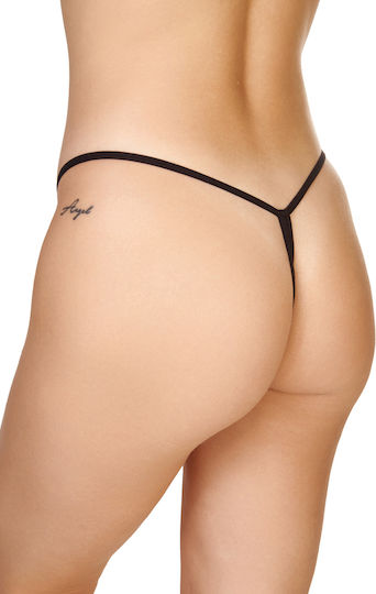 Comfort Γυναικείο Sexy String Αυτοκινήτου με Δαντέλα & Πέρλες Μαύρο