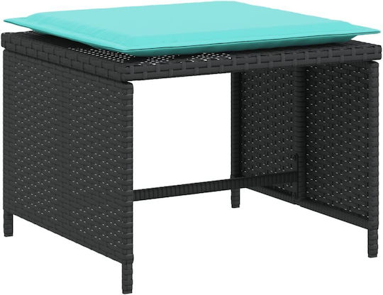 Outdoor Armchair Rattan Black with Cushion 50x50x36cm