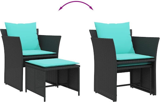 Outdoor Armchair Rattan Black with Cushion 50x50x36cm
