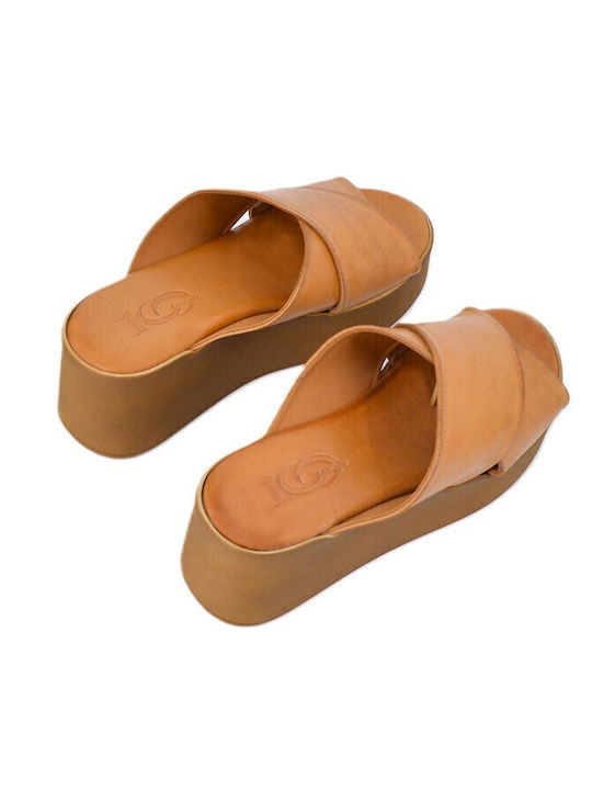 Sandale Casual Damă Flatforme Din Piele Tabac Maro
