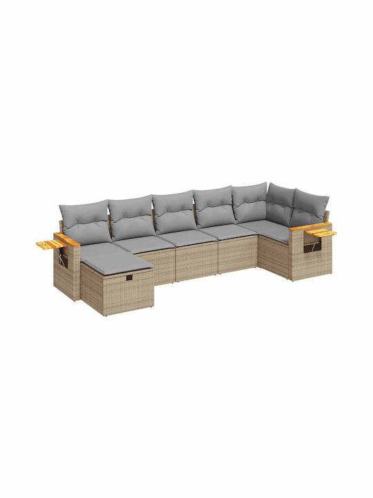 Corner Outdoor Sofa Rattan with Chest and Cushions 55x55x69cm